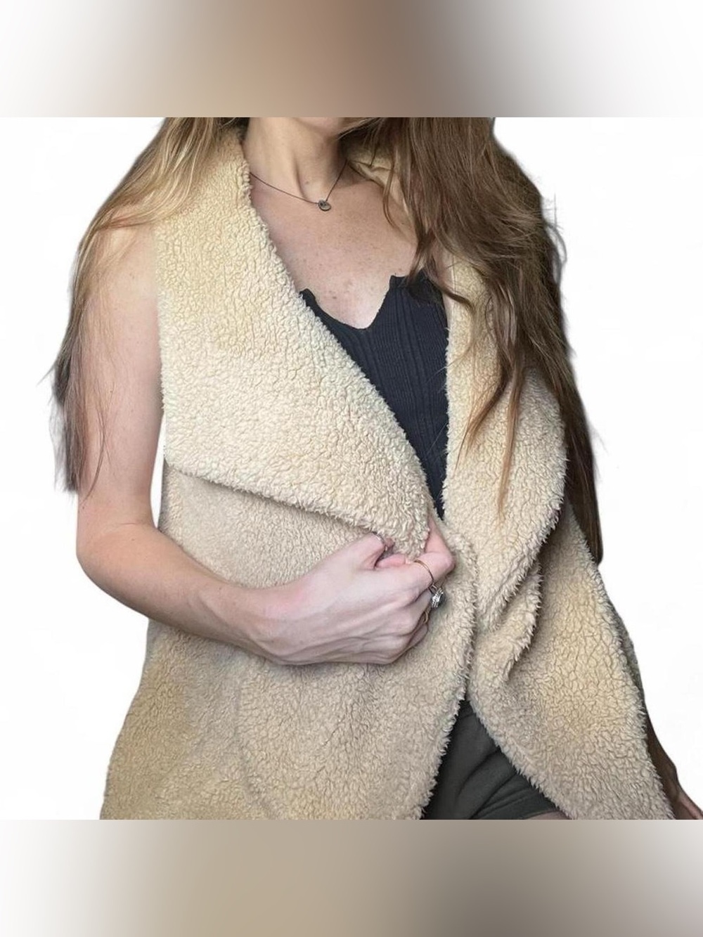 Cozy Beige Sherpa Vest